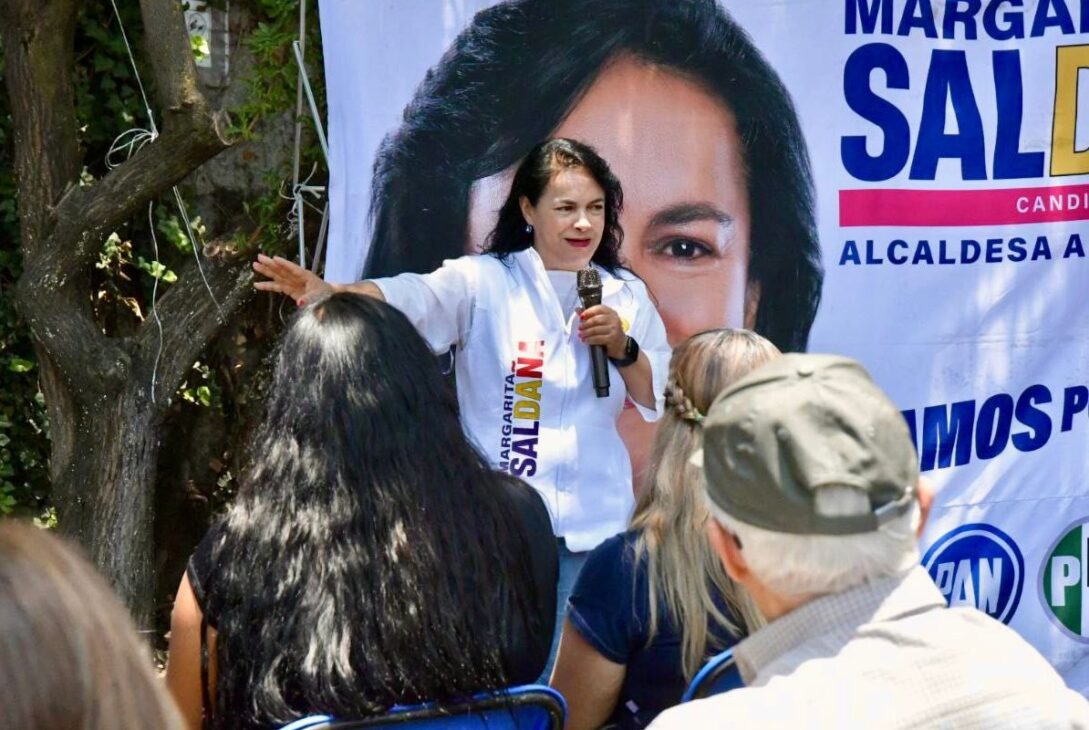 Margarita Saldaña Hernández, candidata a la reelección por Azcapotzalco, de la alianza Va x la Ciudad de México, pidió a Morena dejar que el próximo domingo 2 de junio se lleve a cabo una elección limpia, en paz y sobre todo en libertad. FOTO: Especial