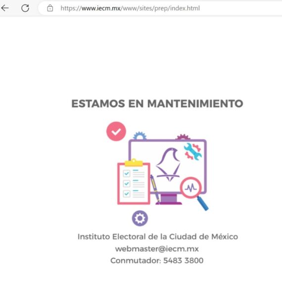 Ya en esta etapa democrática de México, como no ocurría desde su creación, en 1999, al Instituto Electoral de la Ciudad de México se le cayó y calló el sistema, de manera literal. FOTO: Captura de pantalla